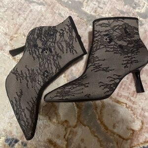 INC Black Lace Ankle Booties